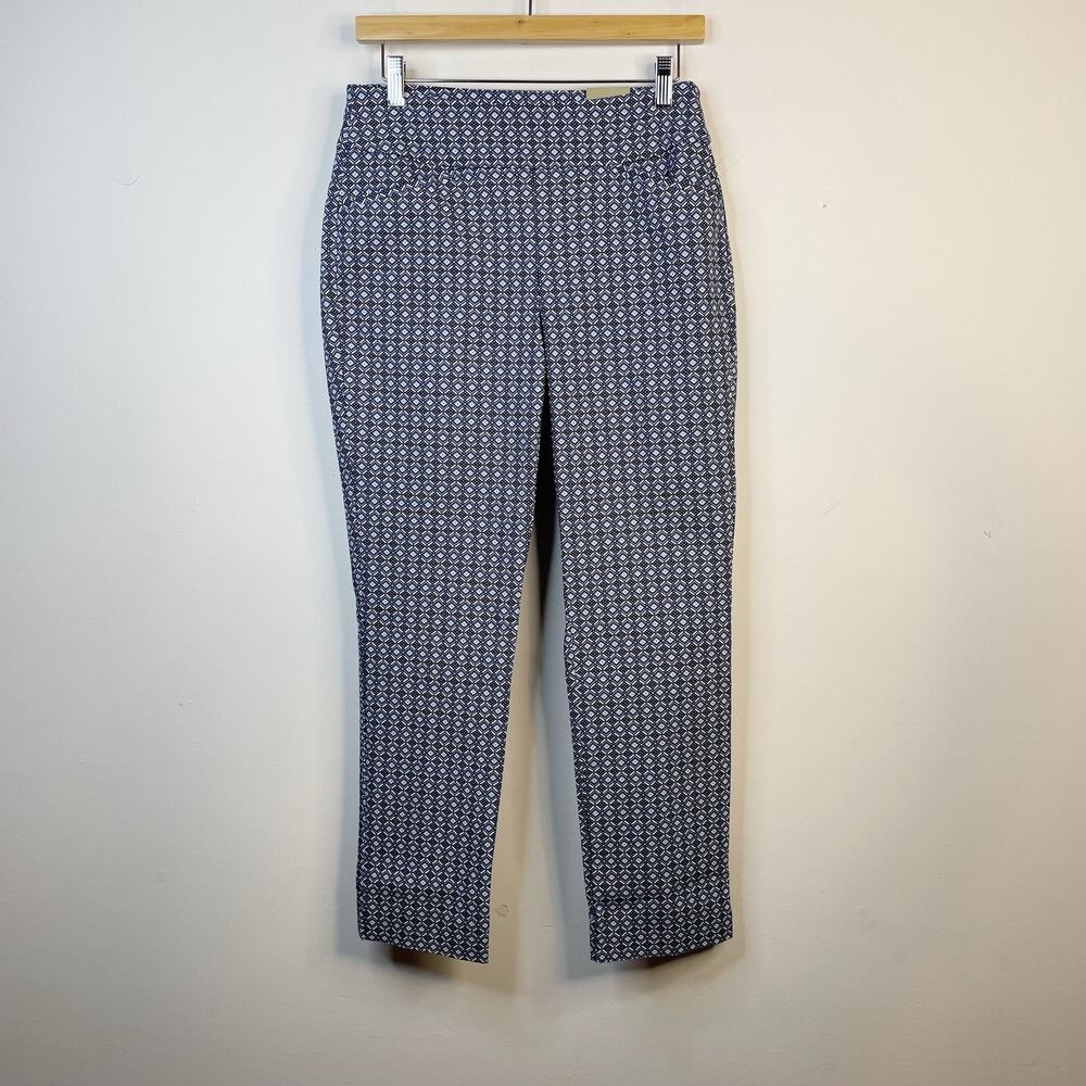 Chicos Josie Slim Ankle Perfect stretch Blue Diamond Classic Crop Pants 00 2 new